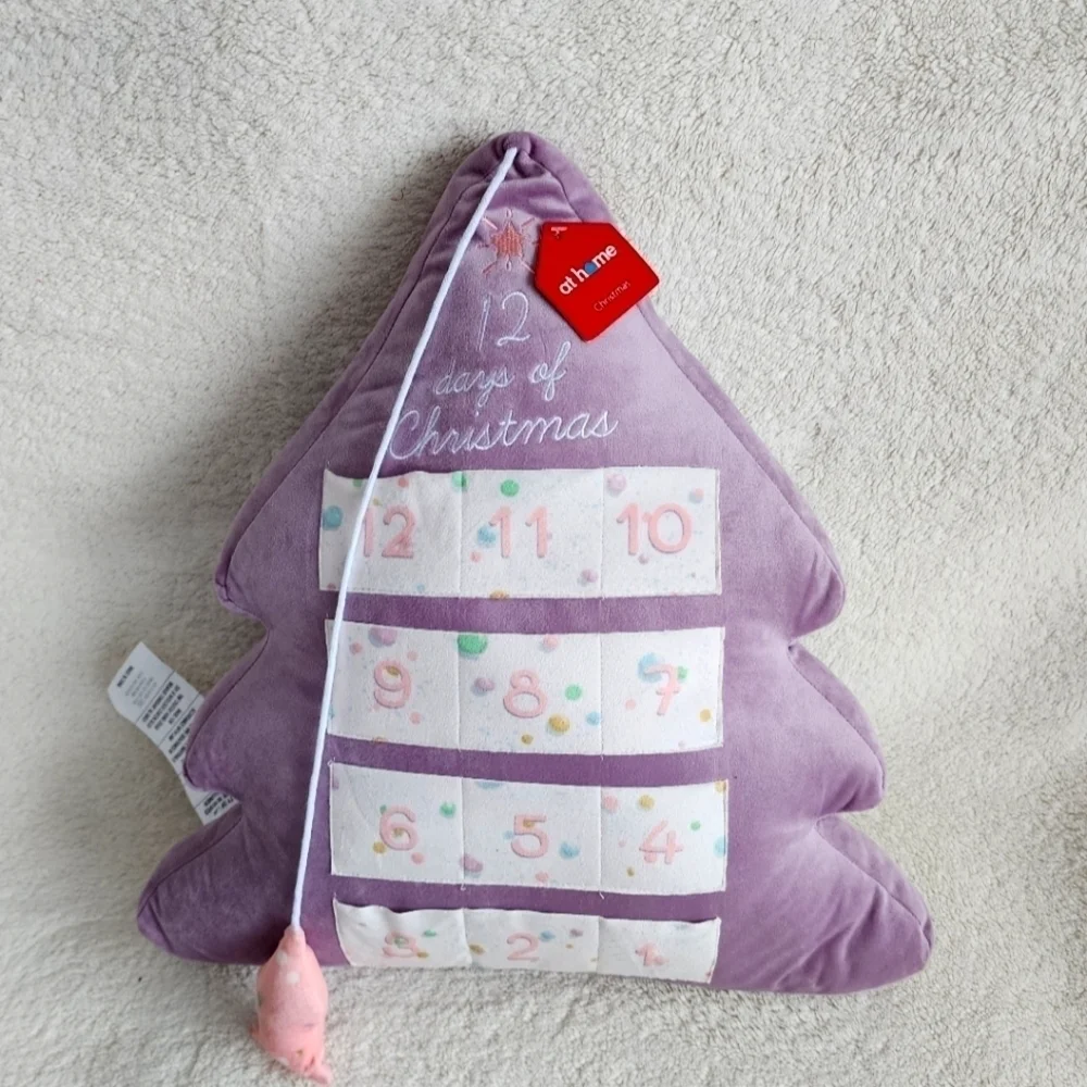 New Mrs. Claus' Bakery 12 Days Of Christmas Advent Calendar Tree Pillow, 18x20